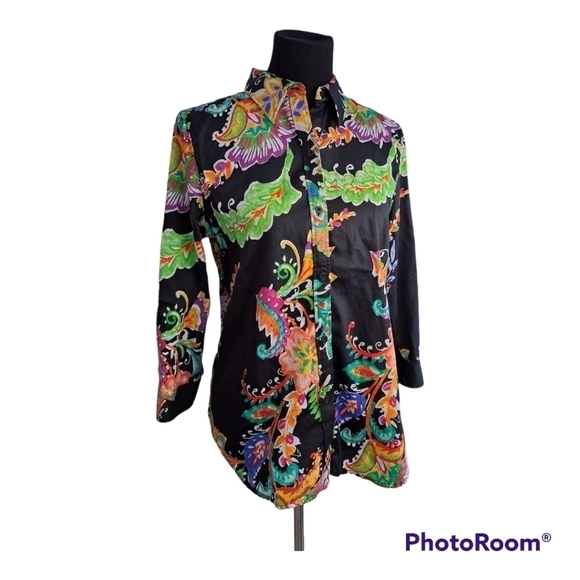 Ralph Lauren floral Unisex Blouse 3/4 sleeve multicolor top - Picture 4 of 13